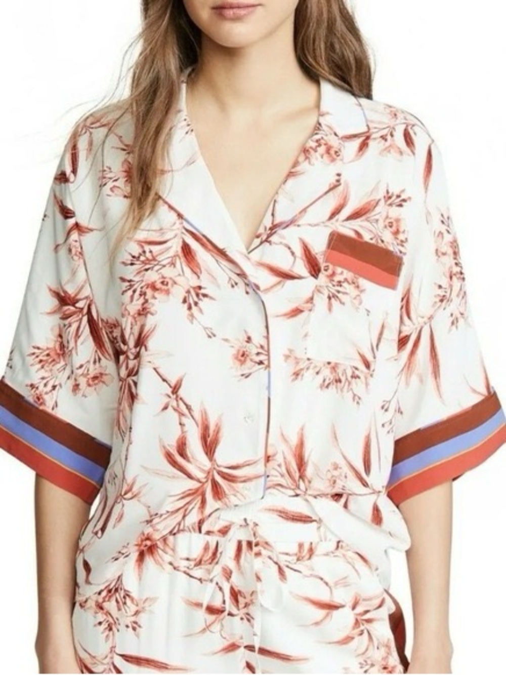 Joie Bayley relaxed fit red tropical floral print top